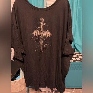 EUC Torrid nightfall size 6 Black Graphic T-Shirt with Sword Design